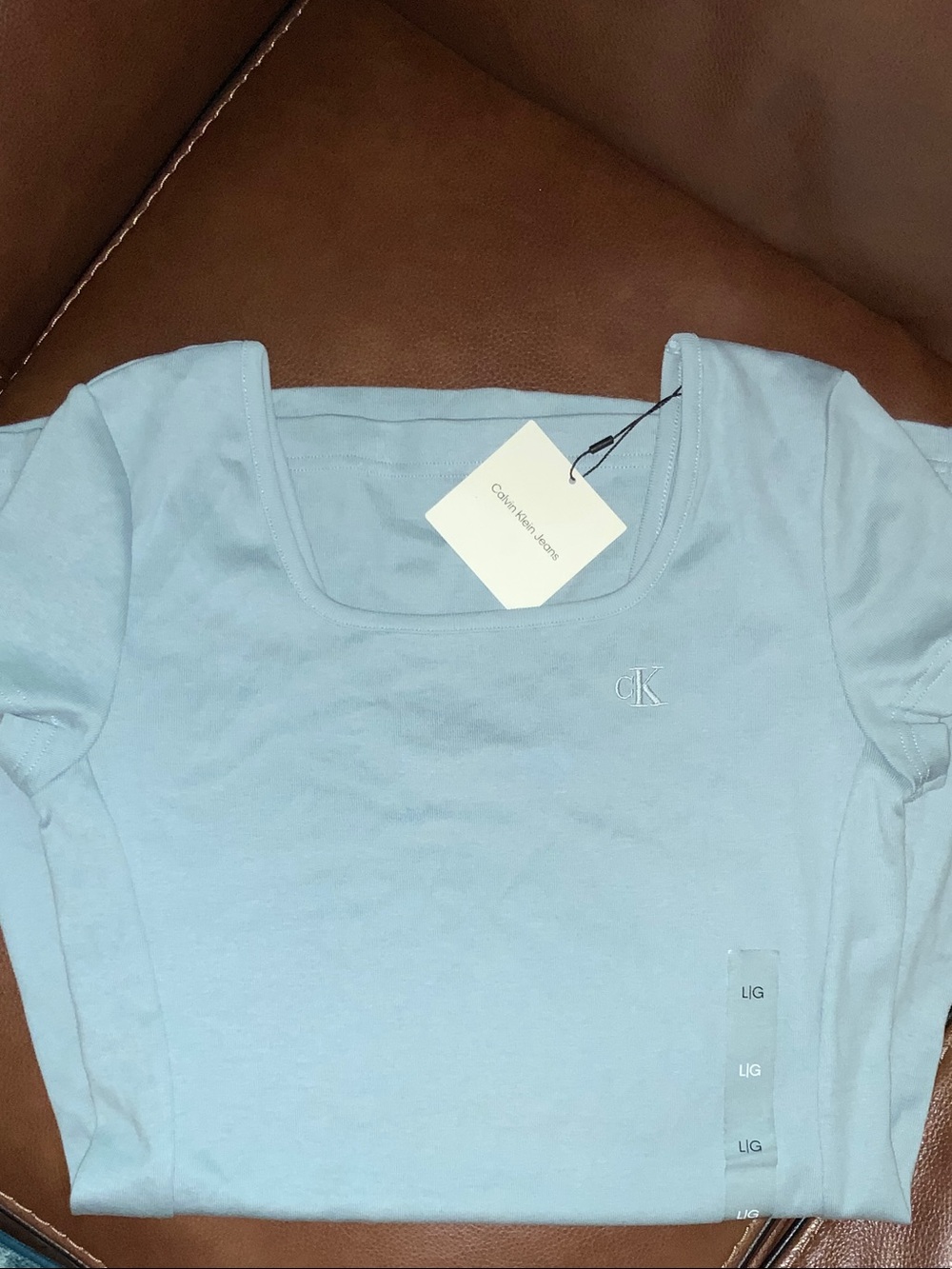 Calvin Klein Soft Blue Scoop Neck Tee